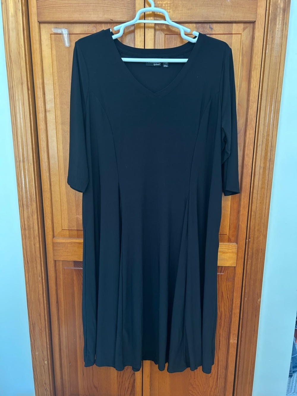 Attitudes by Renée Black V‑Neck A‑Line Tunic Dress 2X Petite Plus Size New